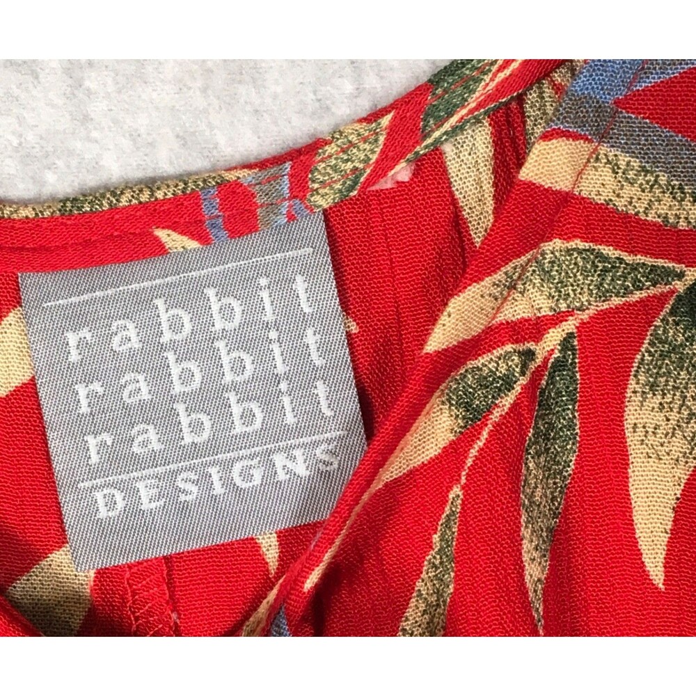 Vintage Rabbit Rabbit Rabbit Red Floral  Layered Lightweight Maxidress Size 10M - Picture 9 of 16